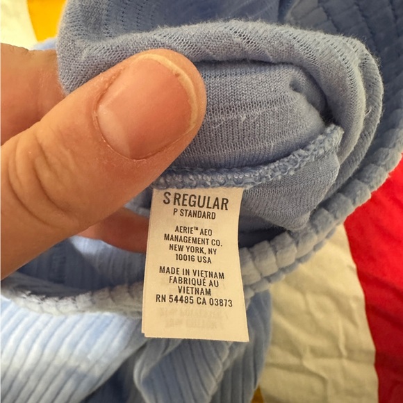 Aerie Groove On Velour Blue Ribbed Flare High Waisted Pants Size Small Womens - Picture 11 of 12